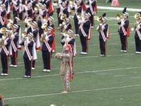 Chief Illiniwek performing with the University of Illinois Band