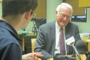 U of I President Robert Easter talks with WILL's Sean Powers