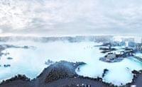 Fog over icy lagoon in Iceland