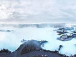 Fog over icy lagoon in Iceland