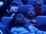Head Start children look up to view planetarium show