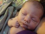 Baby lying in a crib