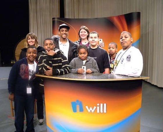young media producers on the set at WILL-TV