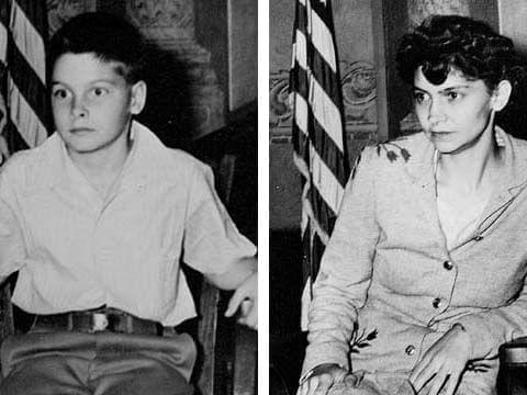 James McCollum and his mother Vashti McCollum are pictured at a court hearing.