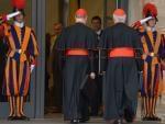 Cardinals gathered in Vatican City on Monday, a day before the papal selection process known as the conclave begins.