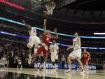 Wisconsin's Ryan Evans during the first half of an NCAA college basketball game against Indiana at the Big Ten tournament Saturday, March 16, 2013, in Chicago.