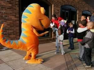 Buddy greets fans at the Parkland Planetarium