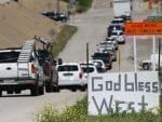 A "God Bless West" sign in West, Texas, Friday April 19, 2013.