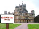 Highclere Castle, the main location used for "Downton Abbey." Photo has been retouched to add a sign reading "Reopening 2014?"