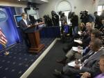 White House press secretary Jay Carney listens during his daily news briefing at the White House in Washington, Tuesday, May, 14, 2013. 