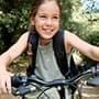 Girl riding bike.