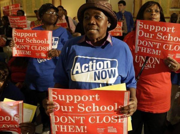 Protesters of Chicago Mayor Rahm Emmanuel's plan to close dozens of city schools