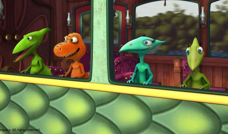 Dinosaurs on the train.