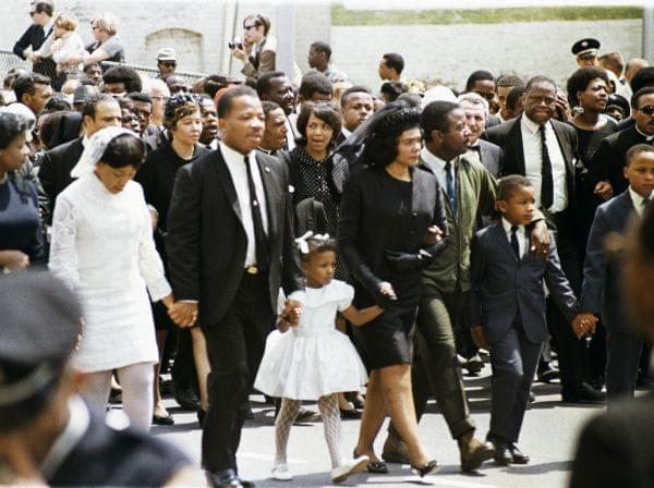 The family of slain civil rights leader Dr. Martin Luther King Jr., walk in the funeral procession in Atlanta, April 9, 1968.