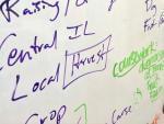 A whiteboard with writing on it