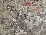 The potential sites for Champaign's new high school are marked in red.
