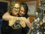Rheanna Kathleen Morris hugs her mom, Peggy Sinclair-Morris.