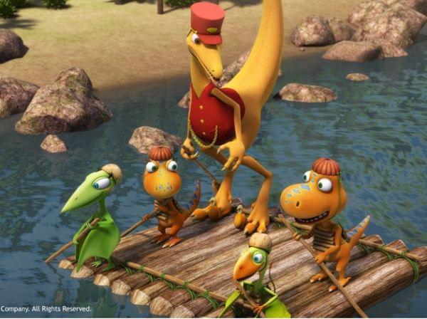 Dinosaurs rafting