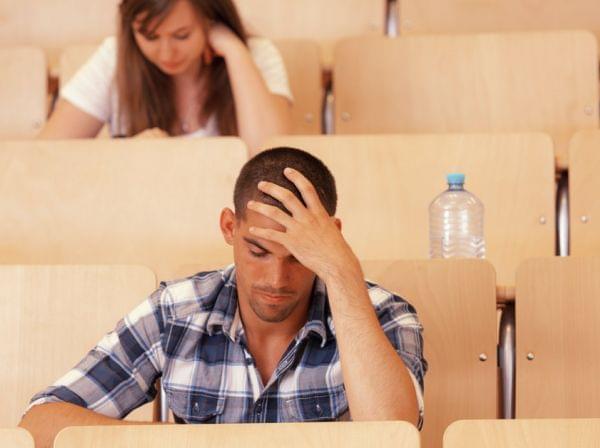 student studying, taking a test