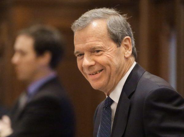 Illinois Senate President John Cullerton, D-Chicago, smiles as pension legislation passes while on the Senate floor at the Illinois State Capitol Tuesday, Dec. 3, 2013 in Springfield Ill.