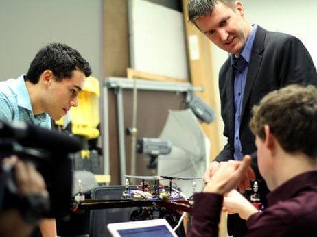 Matt Waite (standing at right) leads the Drone Journalism Lab at the University of Nebraska, Lincoln.