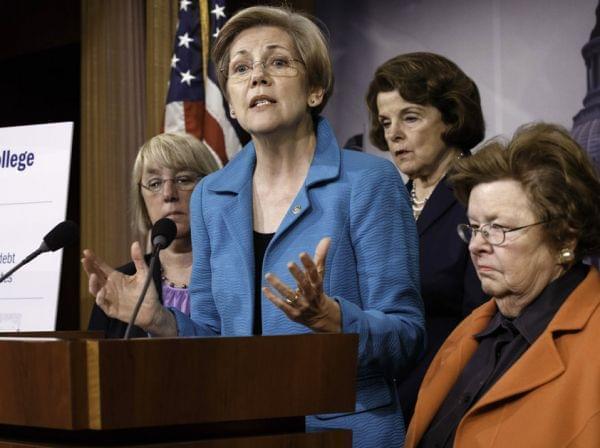 "Who does Washington work for?" asked Sen. Elizabeth Warren, D-Mass., after her bill that would let people refinance student debt was shot down Wednesday.