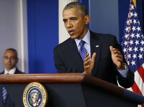 President Obama speaks about Iraq in the Brady Briefing room of the White House Thursday.