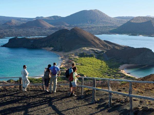 People looking at Galapagos scenery