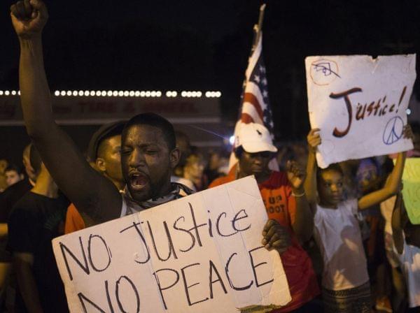 Demonstrators in Ferguson, Missouri.