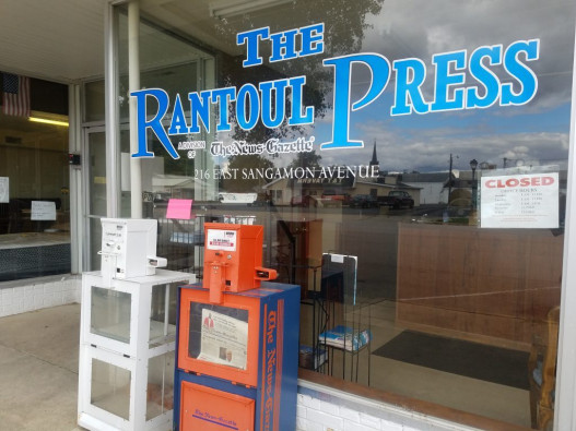 Storefront office for the Rantoul Press in downtown Rantoul in September 2020.