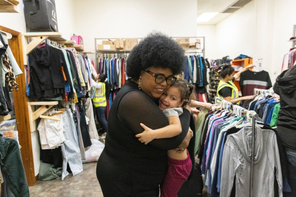 Luisette Kraal is often at the free clothing store she co-founded in the Uptown neighborhood helping migrants get basic needs or connecting them to resources. She and her husband, Ed, have lived in Chicago for 12 years. They've created a network of support for hundreds of migrants who have recently arrived in Chicago. But due to challenges with their immigration status, they might have to leave the country soon. 