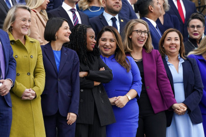 Rep.-elect Nikki Budzinski, left, stands with other newly-elected members of Congress on the East Front of the Capitol in Washington in this file photo from Nov. 15, 2022.