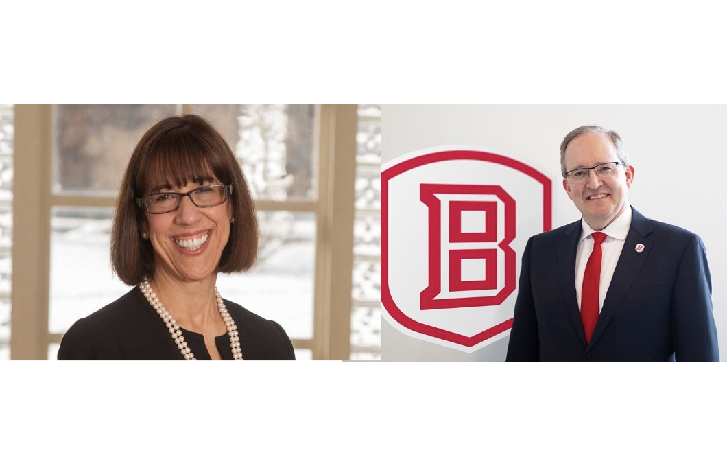 (L): Knox College Pres. Teresa Amott, (R): Bradley Univ. Stephen Standifird
