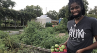 Ja Nelle Pleasure relies on her garden for fresh fruits and vegetables. "Vegetables are expensive at the grocery store," she says.