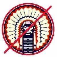 Chief Illiniwek logo with a red slash drawn through it