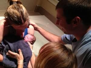Amy and Ben Russell of Towanda welcome their daughter, Katie, who was delivered at home with a certified nurse midwife.