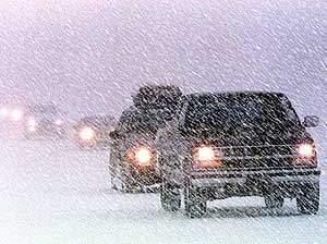 Cars on a winter road