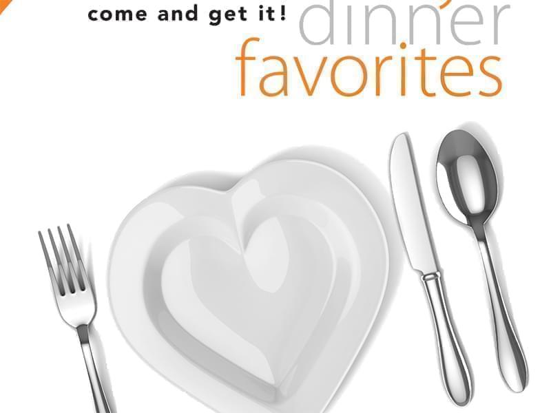 Cover of Patterns showing a place setting for Family Dinner Favorites Cooking Show