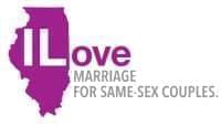 The logo for ILove, a group advocating for marriage equality in Illinois. 