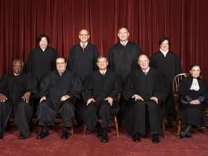The United States Supreme Court justices. Top row (left to right): Associate Justice Sonia Sotomayor, Associate Justice Stephen G. Breyer, Associate Justice Samuel A. Alito, and Associate Justice Elena Kagan. Bottom row (left to right): Associate Jus