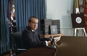 Nixon announces the release of edited transcripts of the Watergate tapes, April 29, 1974
