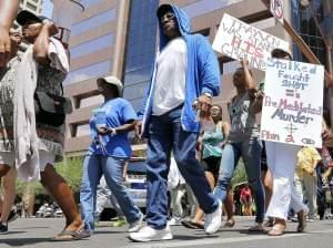Marchers aligned with the Justice for Trayvon Martin movement 