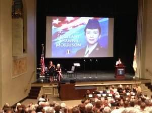 Phylis Wise, the chancellor at the University of Illinois at Urbana-Champaign, speaks on Sept. 8, 2013 during a ceremony honoring fallen soldier Shawna Morrison.