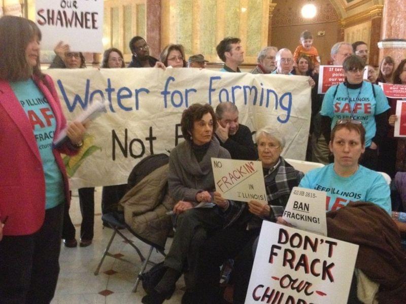 A coalition lobbying for a fracking moratorium protested Illinois' pending legislation during the 2013 General Assembly session.