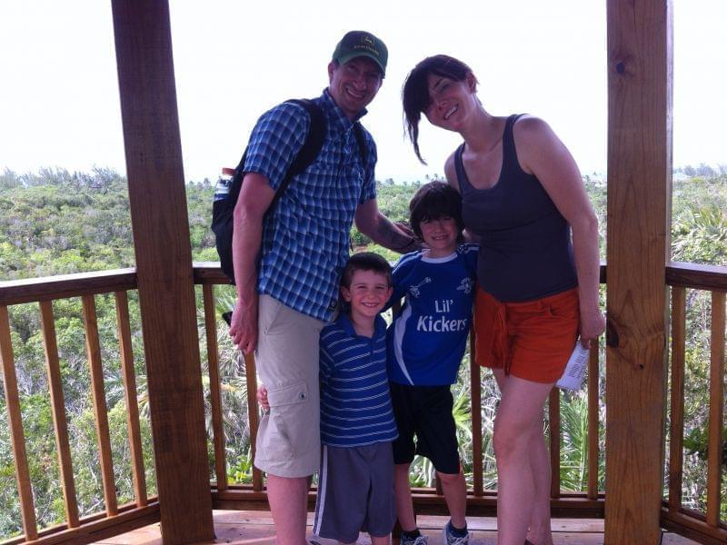 Micah, left, Asher, Daniel and Sara pose for a family photo while on summer vacation. 