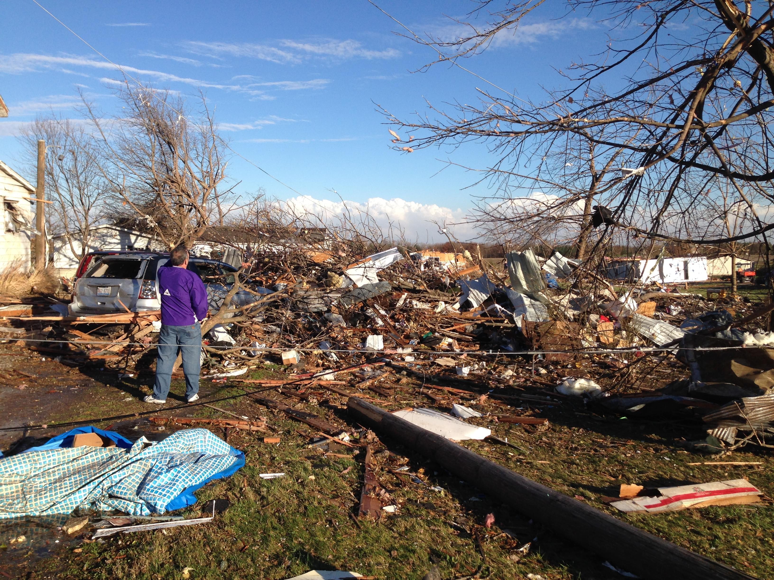 Damage from a tornado that struck Gifford, Ill. on Sunday, Nov. 17, 2013.