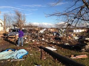 Damage from a tornado that struck Gifford, Ill. on Sunday, Nov. 17, 2013.