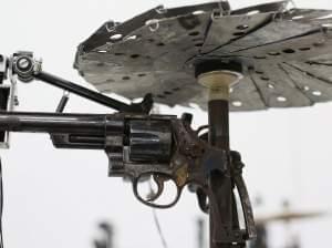 Mexican artist Pedro Reyes received 6,700 weapons from the Mexican government, from which he sculpted instruments.