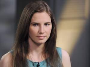 Amanda Knox speaking during a taped interview with ABC News' Diane Sawyer in New York in April.