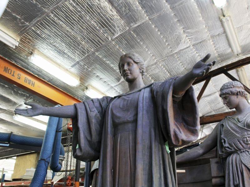 The restored Alma Mater statue prior to re-installment on the U of I campus.